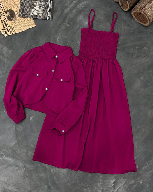 Kaaj Button Coati with Gazer Romper Frock